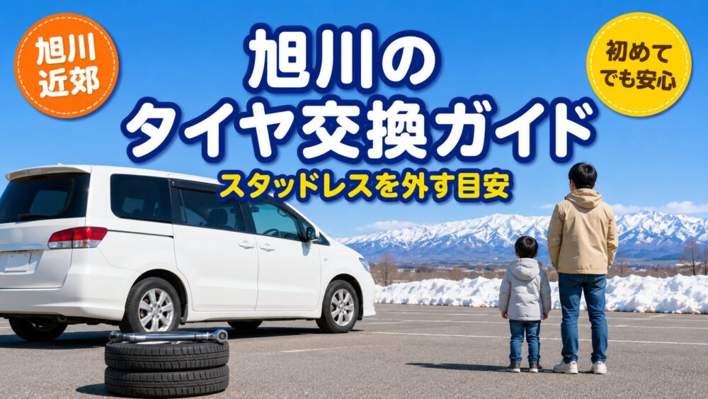 旭川で春にスタッドレスから夏タイヤへ交換するイメージ